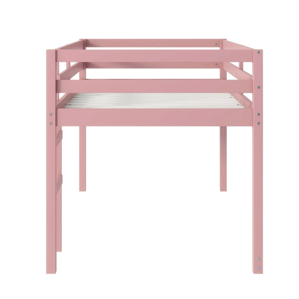 English Elm Solid Twin Loft Bed with Ladder and Reinforced Slats for Storage-Friendly, Space-Saving Bedrooms Pink W504P190960