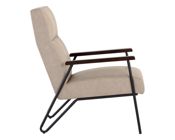 Sunpan Coelho Lounge Chair - Stylish Mid-Century Comfort with Vertical Tufting and Black Steel Base Bounce Stone