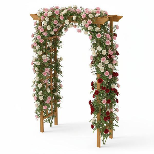 English Elm Wooden Garden Arch Solid Freestanding Trellis for Climbing Plants and Ceremonies W2640P356954