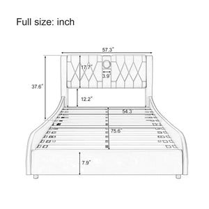 English Elm Full Faux Leather Upholstered Bed with Thick Headboard, Bluetooth Speakers, RGB LEDs & Storage Black 56.69 L x 19.69 W x 12.99 H N701P241046B