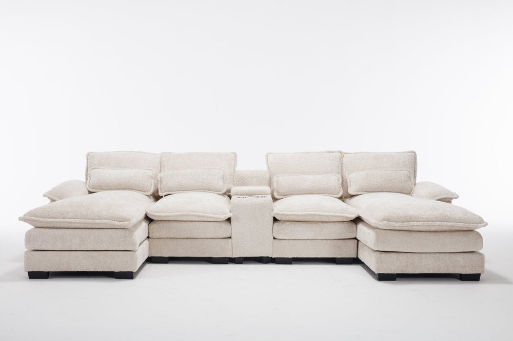 English Elm Modern U-Shaped Sectional Sofa With Usb Ports, Cup Holders & Storage For Ultimate Comfort & Style W2100S00280