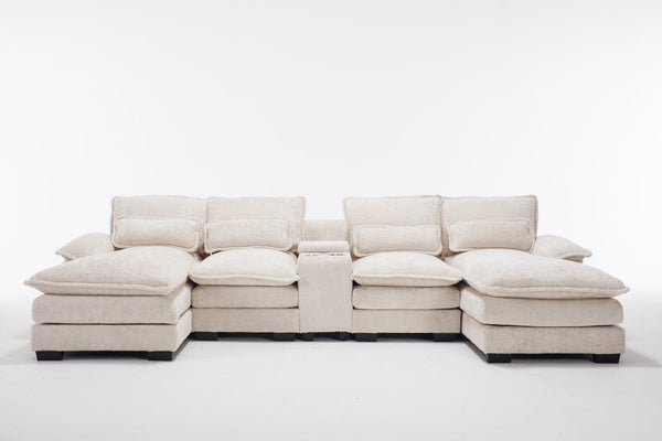 English Elm Modern U-Shaped Sectional Sofa With Usb Ports, Cup Holders & Storage For Ultimate Comfort & Style W2100S00280