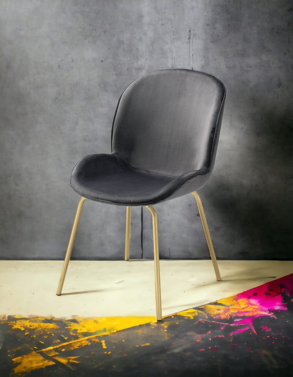 English Elm Chuchip Velvet Side Chair with Gold Legs – Armless Modern Dining & Accent Seating, Luxurious Comfort Gray 32 L x 21 W x 22 H B2726P243292