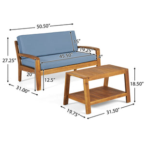 English Elm Christopher Knight Home® - Outdoor Outdoor Loveseat And Coffee Table Set – Stylish Acacia Wood Furniture For Cozy Patios & Gardens 57976.00SETF_57976.00SETCUSH-BLUSKIN