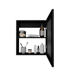 English Elm Medicine Cabinet Hailey Black — Mirrored Wall Cabinet with Two 9"x16.5" Shelves, Compact Storage Solution B092P238754