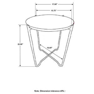 English Elm Kohala Genuine Marble Top Round Side Table with Matte Iron Base for Modern Interiors B062P447779