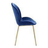 English Elm Blue and Gold Solid Back Side Chairs (Set Of 2)