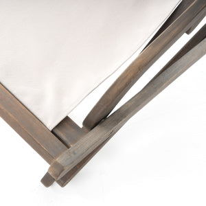 English Elm Christopher Knight Home® - NIKKI Sling Chair with Head Pillow — Portable Wood Frame Beach & Pool Lounger, Durable Polyester Fabric Beige+Grey 57 L x 26.75 W x 8.25 H 60059.00EU