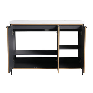 English Elm 48" Freestanding Bathroom Vanity with Thick Resin Sink, Soft-Close Doors, Adjustable Shelves, Durable Finish Light Coffee W999S00297