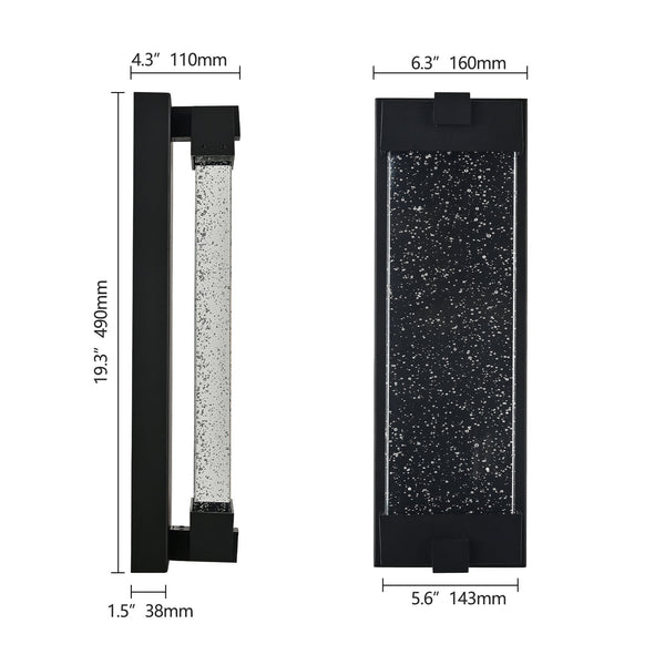 English Elm 19"(H) Black Aluminum Bubble Crystal Outdoor Wall Light with 3000K LED, Weatherproof Modern Sconce (1) W1340P239411