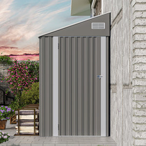 English Elm Campcraft Metal Storage Shed with Sloped Roof Ventilation and Weather Resistant Steel Panels Dark Gray W1598S00046