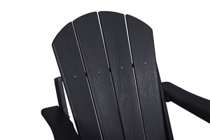 English Elm Folding Adirondack Chair Set with Side Table, Weatherproof HDPE Wood-Grain Finish, Cup Holder, 350lb Capacity Black W2103P254643