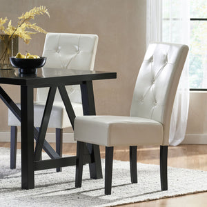 English Elm Carter Ivory Bonded Leather Tufted Dining Chairs Set of Two with Espresso Legs 54274.00IVY