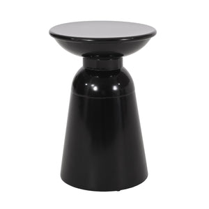 English Elm Serenita Outdoor Powder Coated Iron Pedestal Side Tables Sculptural Flared Set of Two Black 73614.00BLK