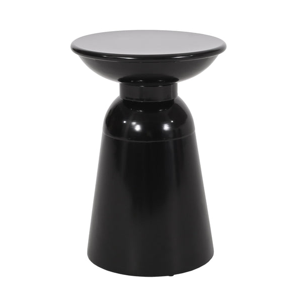 English Elm Serenita Outdoor Powder Coated Iron Pedestal Side Tables Sculptural Flared Set of Two Black 73614.00BLK