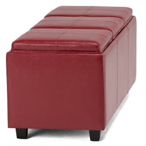 English Elm Avalon Red Storage Ottoman - Stylish Faux Leather, Versatile Seating & Hidden Storage Solution For Home B136P158115