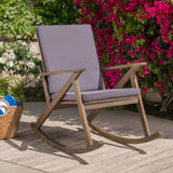 Christopher Knight Home® - Noble House - Gus Outdoor Acacia Wood Rocking Chair With Cushion