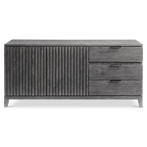 Bernhardt Bernhardt Menton Buffet With Sutton Rustic Oak Finish, Ribbed Doors, Cast Aluminum Pulls, Adjustable Shelves 352132