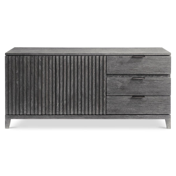Bernhardt Bernhardt Menton Buffet With Sutton Rustic Oak Finish, Ribbed Doors, Cast Aluminum Pulls, Adjustable Shelves 352132
