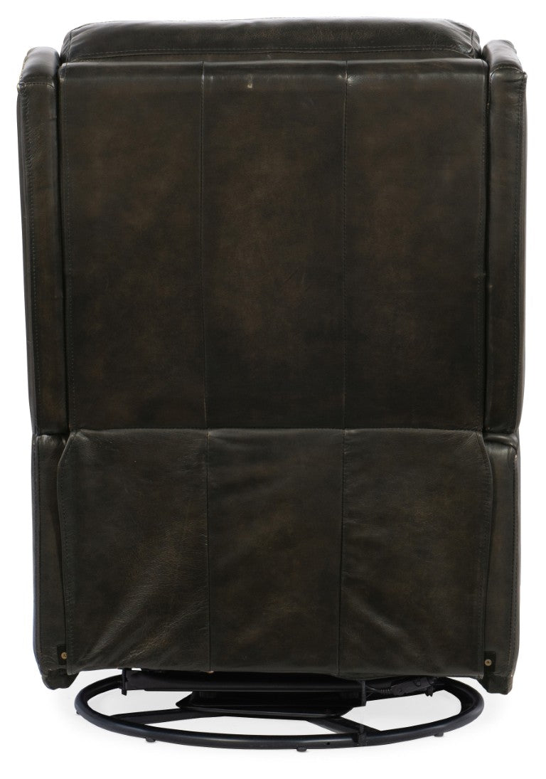 Hooker Furniture Declan Power Swivel Glider Recliner In Brindisi Trinita Leather With Usb, Nailhead Trim & Ergonomic Support Brown RC251-PSWGL-089