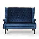 Christopher Knight Home® - Noble House - Nolie High Back Tufted Winged Cobalt Velvet Loveseat