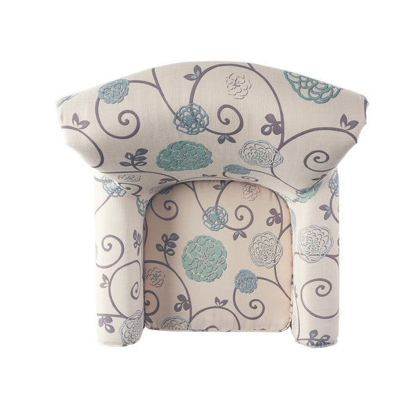 English Elm Jasmine Floral Upholstered Club Chair with Tapered Birch Legs and Tonal Piping Detail 52052.00WBLU