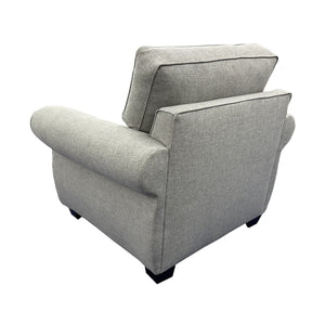 Porter Designs Porter Oasis Overstuffed Transitional Chair – Luxurious Gray Linen With Floral Accent Pillows Gray Fabric 01-207-03-6329