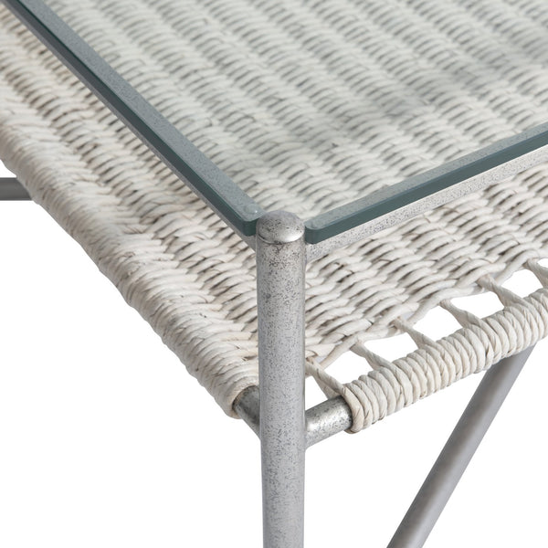 Bernhardt Bernhardt Kendo Cocktail Table With Tempered Glass, Woven Abaca Shelf & Graphite Steel Frame, 50" 328021