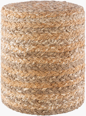 Livabliss Durban Natural Jute Woven Pouf Firm Polystyrene Fill Cottage Footrest Seating DBPF002-161618