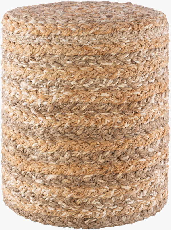 Livabliss Durban Natural Jute Woven Pouf Firm Polystyrene Fill Cottage Footrest Seating DBPF002-161618