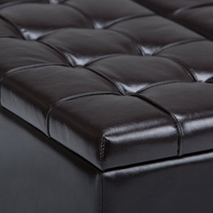 English Elm Harrison Coffee Table Storage Ottoman - Tanners Brown Vegan Leather With Versatile Functionality B136P159137