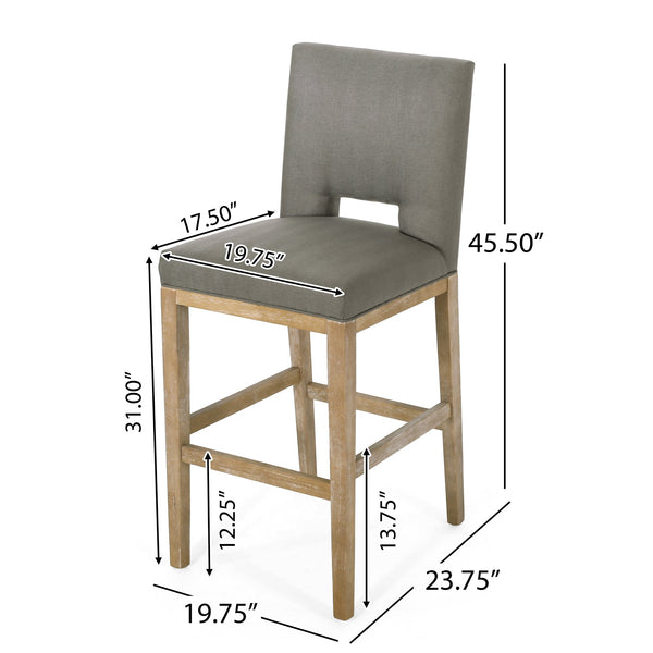 English Elm Christopher Knight Home® - BARSTOOL Grey Fabric Upholstered Padded Seat with Sturdy Eco Wooden Frame — Comfortable Durable Design 73531.00DPGRY