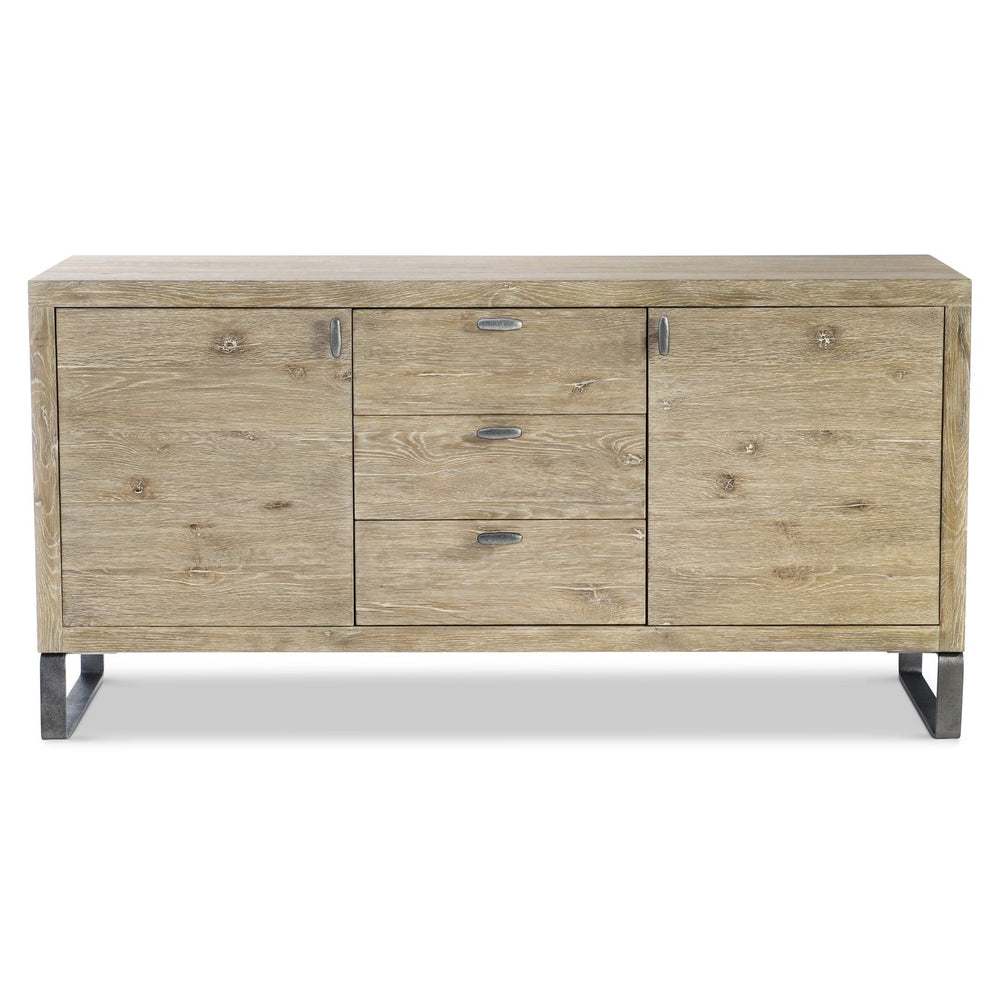 Bernhardt Bernhardt Tribeca Buffet Aurum Finish — 64" White Oak Storage Buffet With Soft-Close Drawers & Steel Base 333133