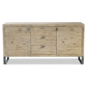 Bernhardt Bernhardt Tribeca Buffet Aurum Finish — 64" White Oak Storage Buffet With Soft-Close Drawers & Steel Base 333133