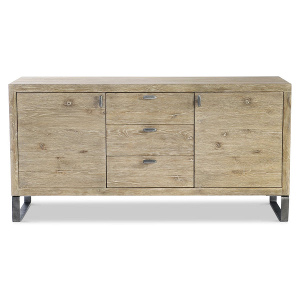 Bernhardt Bernhardt Tribeca Buffet Aurum Finish — 64" White Oak Storage Buffet With Soft-Close Drawers & Steel Base 333133