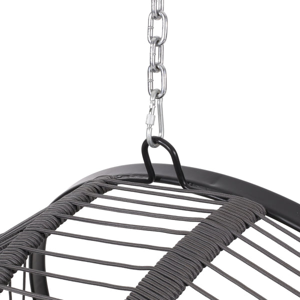 English Elm Christopher Knight Home® - WASHINGTON Therese Rope Weave Hanging Chair with 8ft Chain, Water-Resistant Cushions, Indoor/Outdoor Comfort 71223.00GBLK