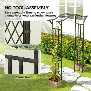 English Elm Outdoor Steel Garden Arch Trellis Matte Black Frame for Climbing Vines and Roses T3971P455885