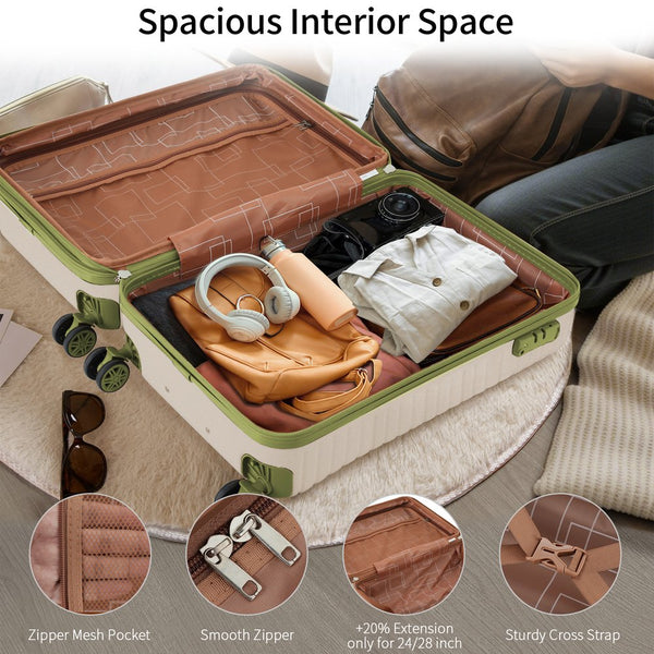English Elm 4 Piece Abs Hard Shell Luggage Set with Spinner Wheels Tsa Lock and Packing Cubes N730P326613I