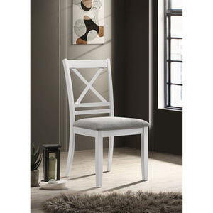 English Elm Evanston Farmhouse X-back Dining Chairs White Hardwood Set with Gray Upholstered Seats B062P441454