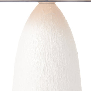 English Elm Indoor Oval Brown Glass Top Accent Table with Sculptural White Conical Base N772P385365W