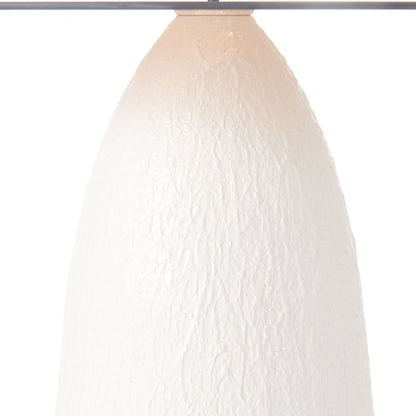 English Elm Indoor Oval Brown Glass Top Accent Table with Sculptural White Conical Base N772P385365W