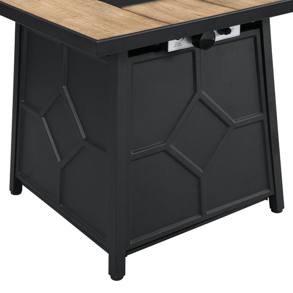 English Elm Fire Pit Table 50,000 BTU Propane Outdoor Patio Firepit with Auto-Ignition, Tile Top, CSA-Certified Brown 32.09 L x 32.09 W x 9.45 H T3609P332393