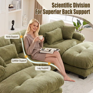 English Elm United We Win U-Shaped Cloud Couch In Pelletized Velvet With 2 Ottomans & Lumbar Pillows For Cozy Living W1568S00197-GIGA