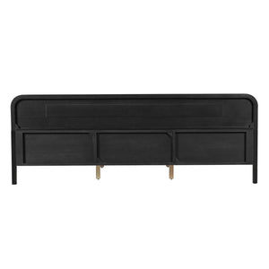 English Elm Pine Solid Wood King Bed Matte Finish Platform Frame Tall Headboard No Box Spring Black N770PK291028B