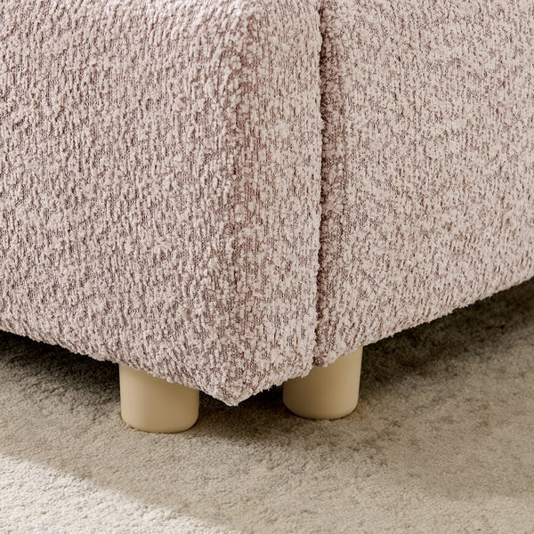 English Elm King Platform Bed Fully Upholstered in Plush Chenille with Low Profile Modern Frame Pink W487S00476
