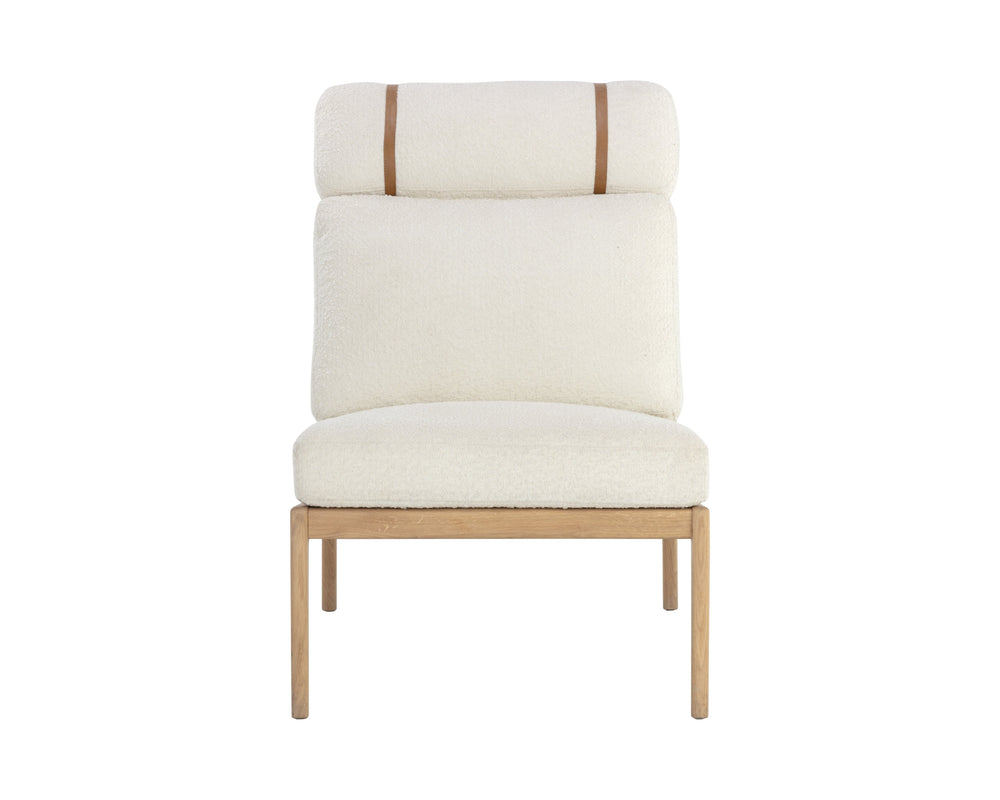 Sunpan Elanor Lounge Chair - Stylish Mid-Century Design with Comfortable Cushioning and Unique Leather Straps Light Oak / Altro White