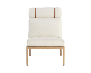 Sunpan Elanor Lounge Chair - Stylish Mid-Century Design with Comfortable Cushioning and Unique Leather Straps Light Oak / Altro White