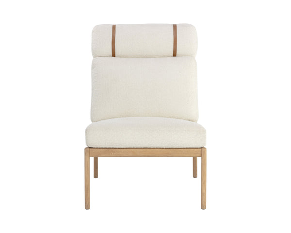 Sunpan Elanor Lounge Chair - Stylish Mid-Century Design with Comfortable Cushioning and Unique Leather Straps Light Oak / Altro White