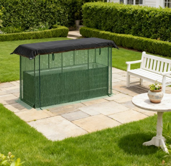 English Elm Galvanized Steel Raised Garden Bed with Hdpe Crop Cage and Shade Cloth Kit T3971P422409