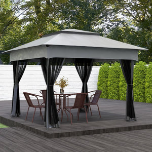 English Elm Outsunny 11' X 11' Instant Pop-Up Canopy With Removable Netting For Backyard Events & Outdoor Fun W2225P200730-GIGA
